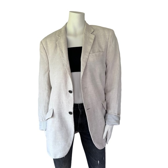 100% Linen Boyfriend Blazer Jacket - Picture 2 of 14